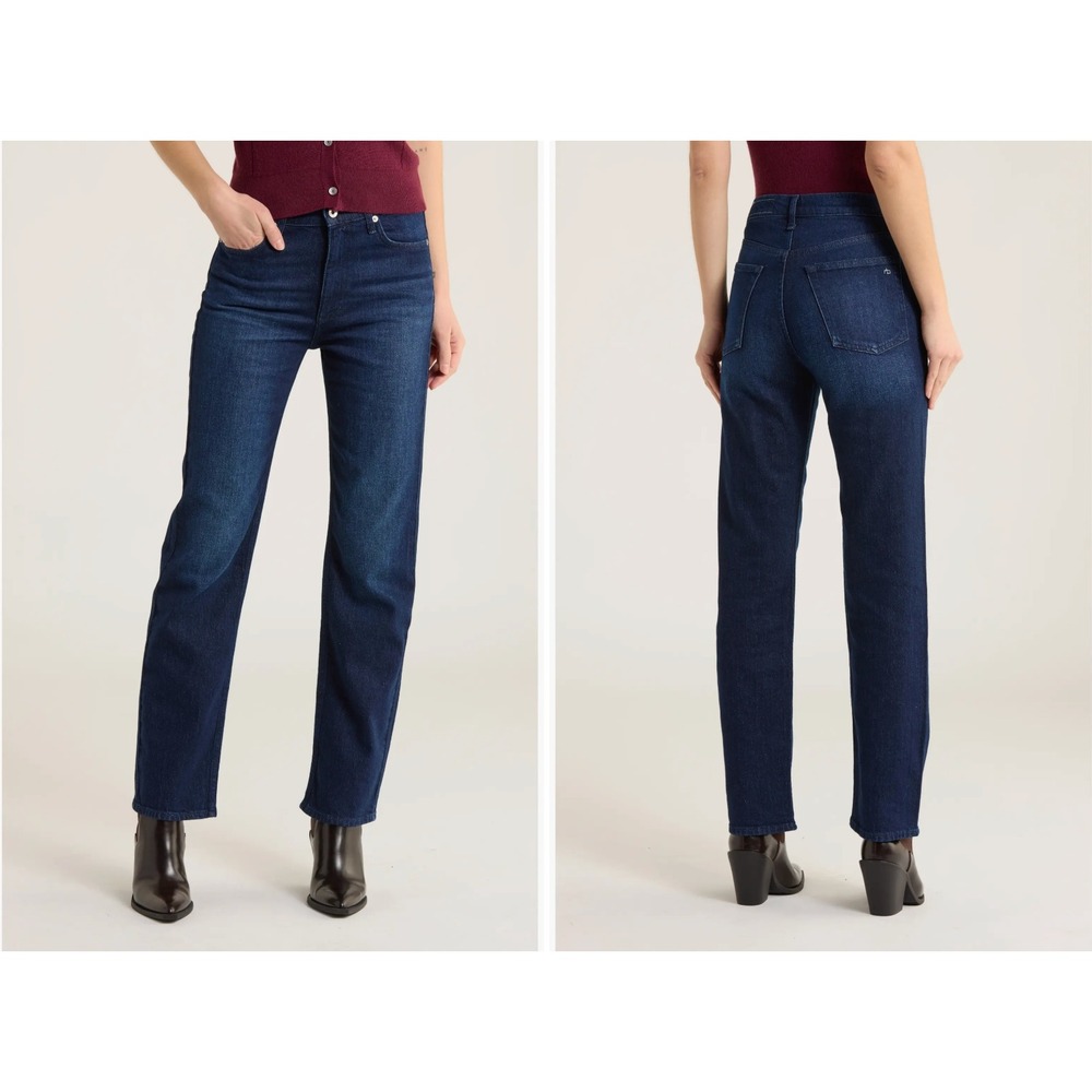 Rag & Bone Hattie Mid-Rise Full Length Straight Jeans Fairburn Dark Wash 29 NWT